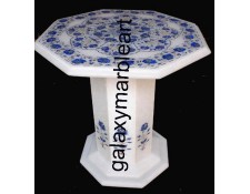 Pretty marble inlay table top having a unique design in Lapislazuli stone WP-14207